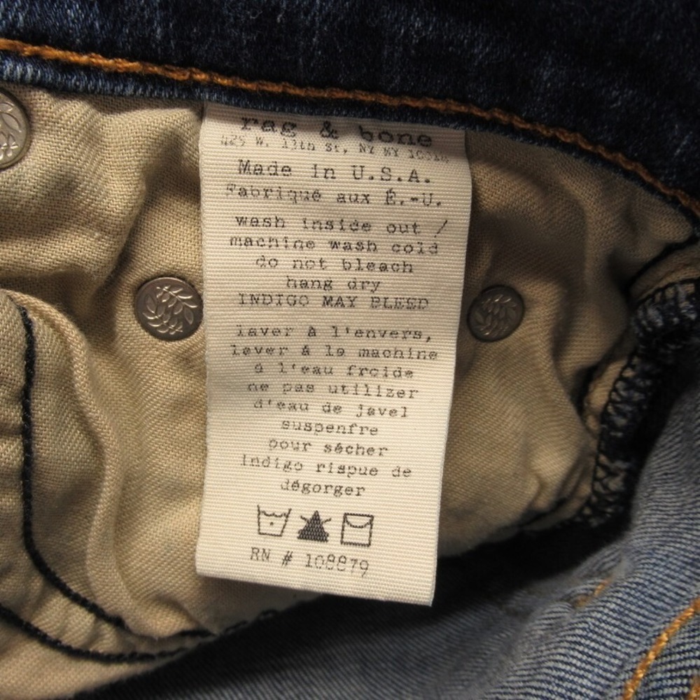 Rag & Bone Womens Distressed Skinny Jean Size 25 (Measures 27x28.5) - Picture 13 of 15